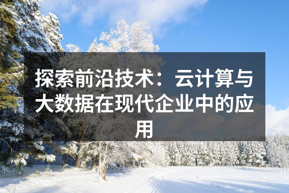 探索前沿技术：云计算与大数据在现代企业中